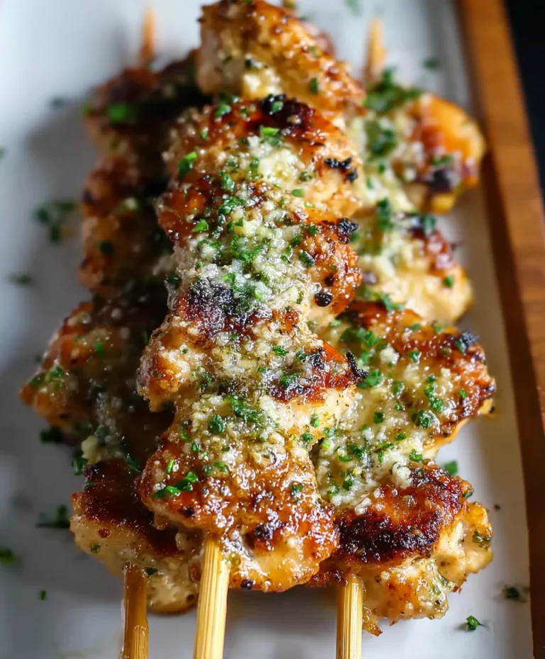 Garlic Parmesan Chicken Skewers- Easy & Flavorful
