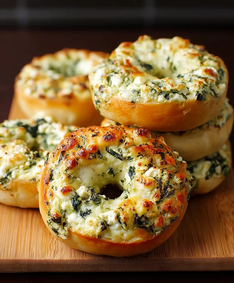 Cheesy Spinach-Artichoke Bagels Delicious Easy Recipe