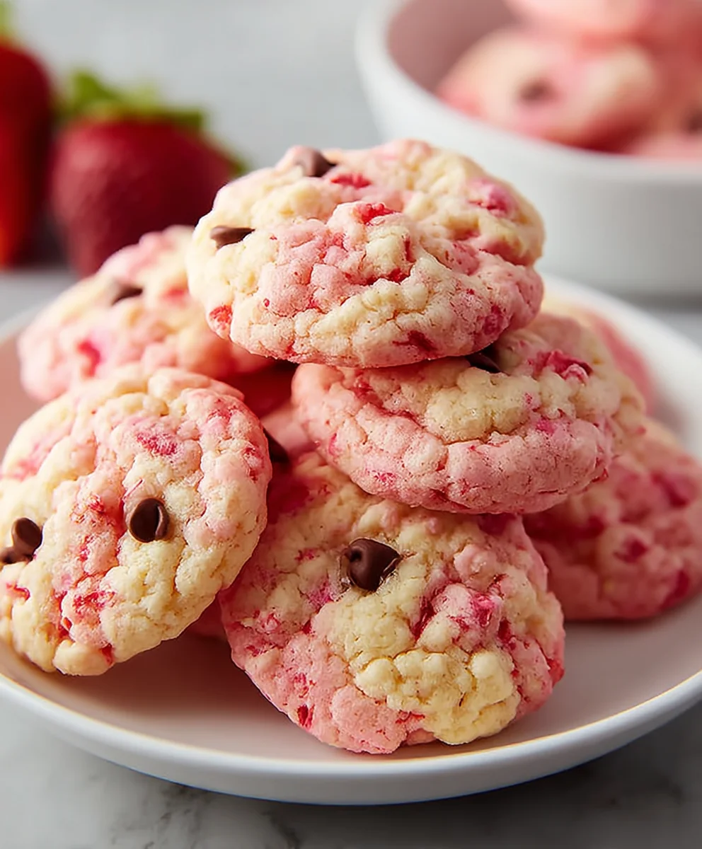 Easy Strawberry Cake Mix Cookies-Quick Dessert Recipe