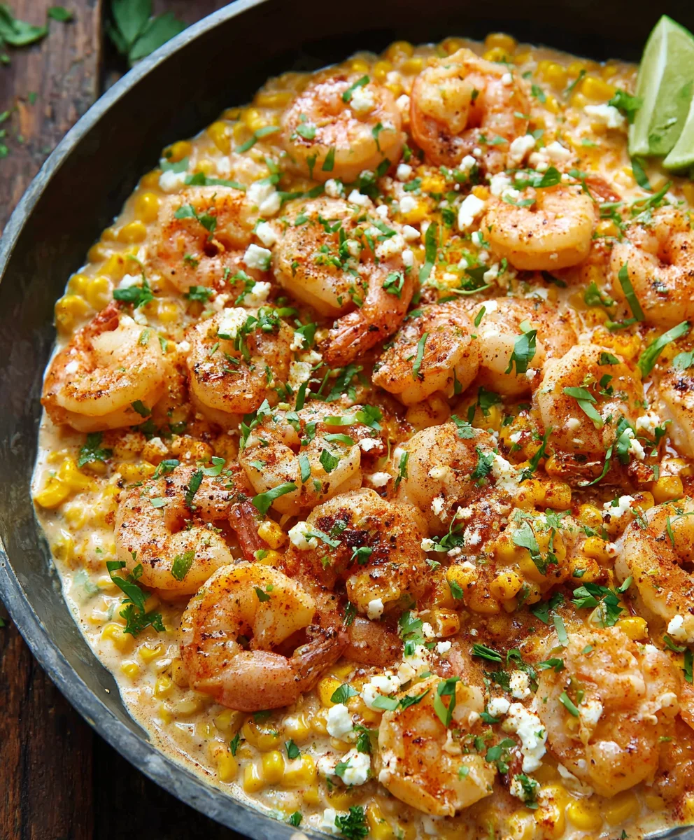 Shrimp Creamed Corn - Easy 30-Minute One-Pan Dinner