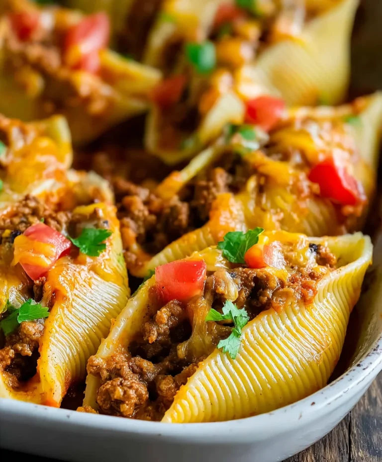 Easy Beef Taco Stuffed Shells Recipe
