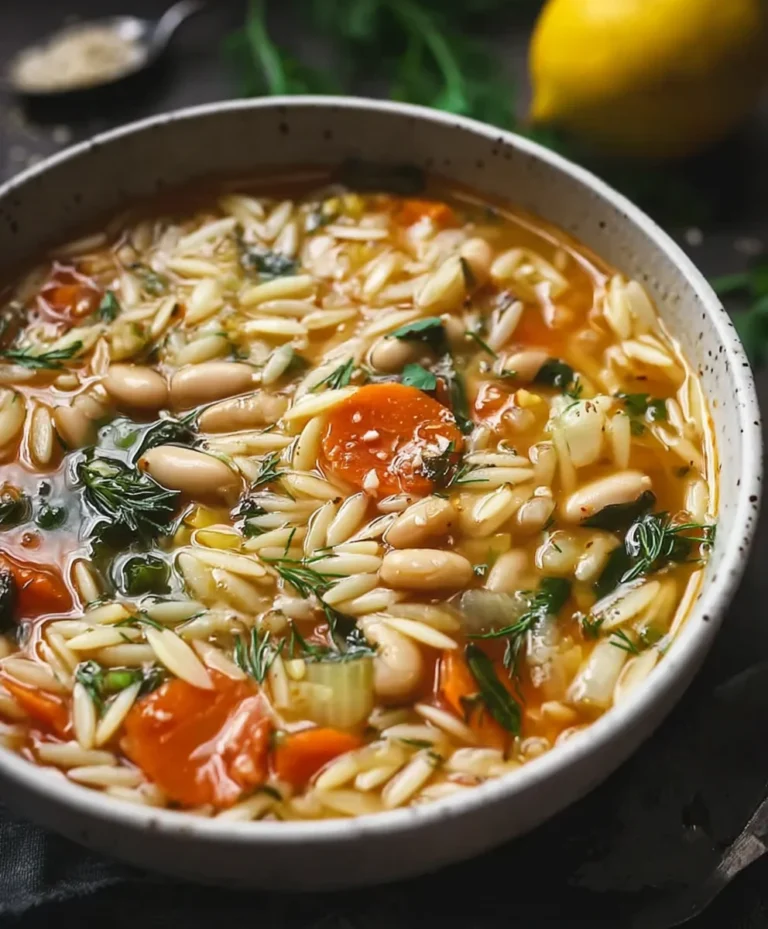 Zesty Lemon White Bean Orzo Soup-Comfort in a Bowl