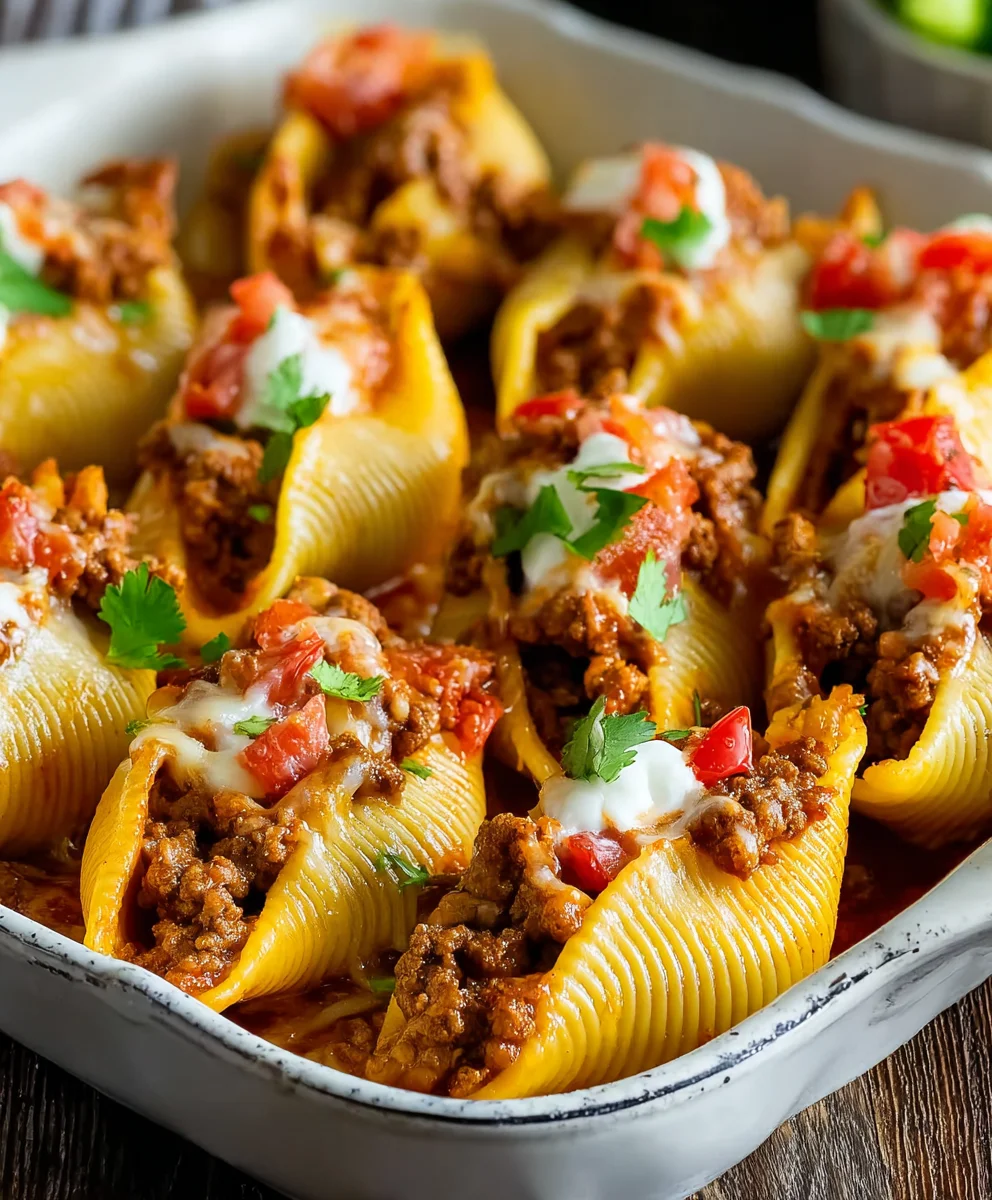 Easy Beef Taco Stuffed Shells Recipe