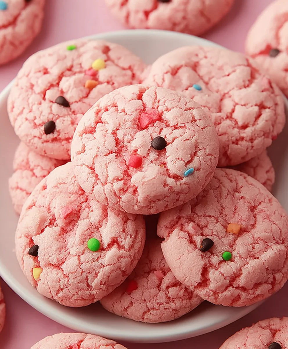 Easy Strawberry Cake Mix Cookies-Quick Dessert Recipe