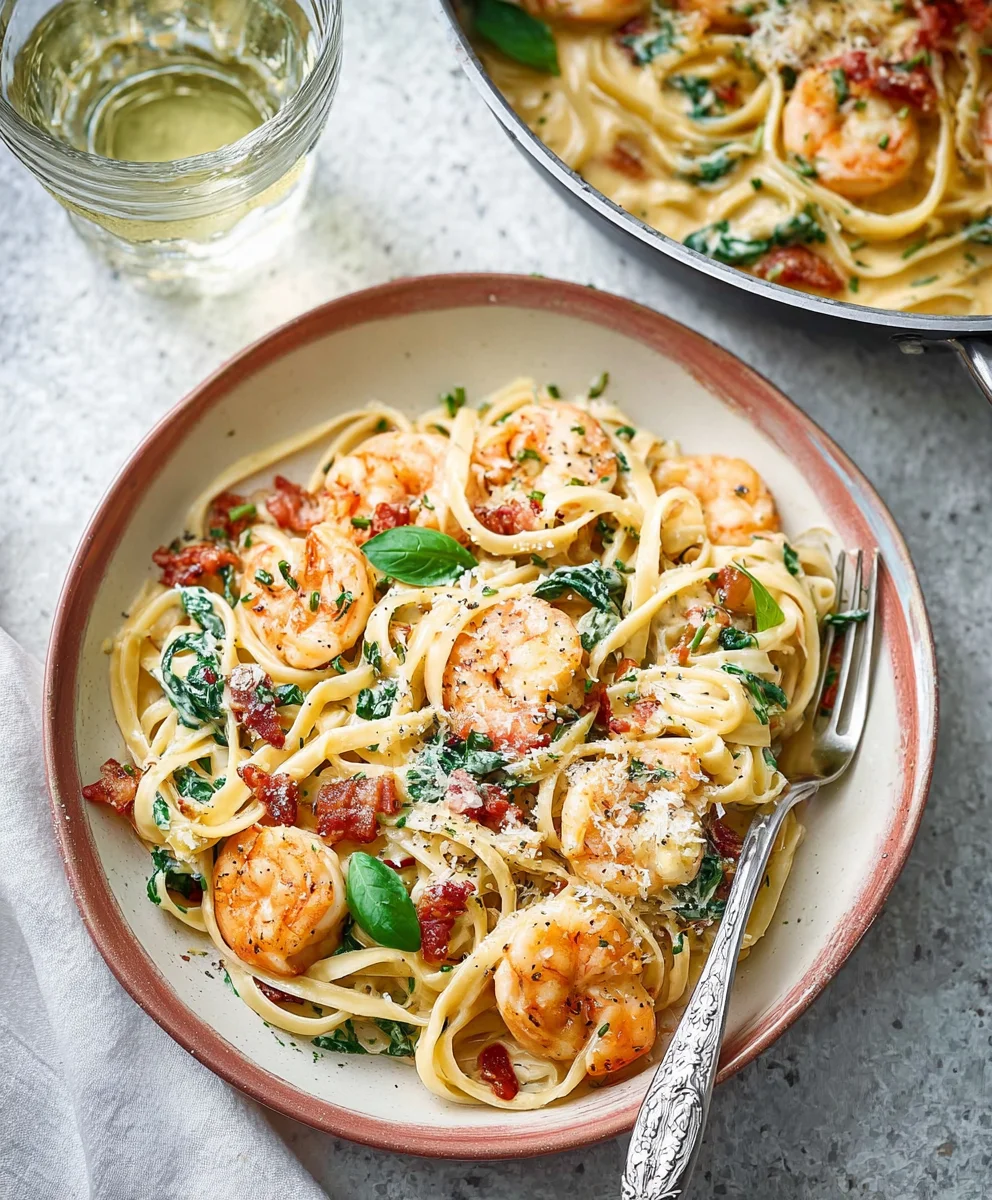 Creamy Tuscan Shrimp Linguine - Easy & Delicious
