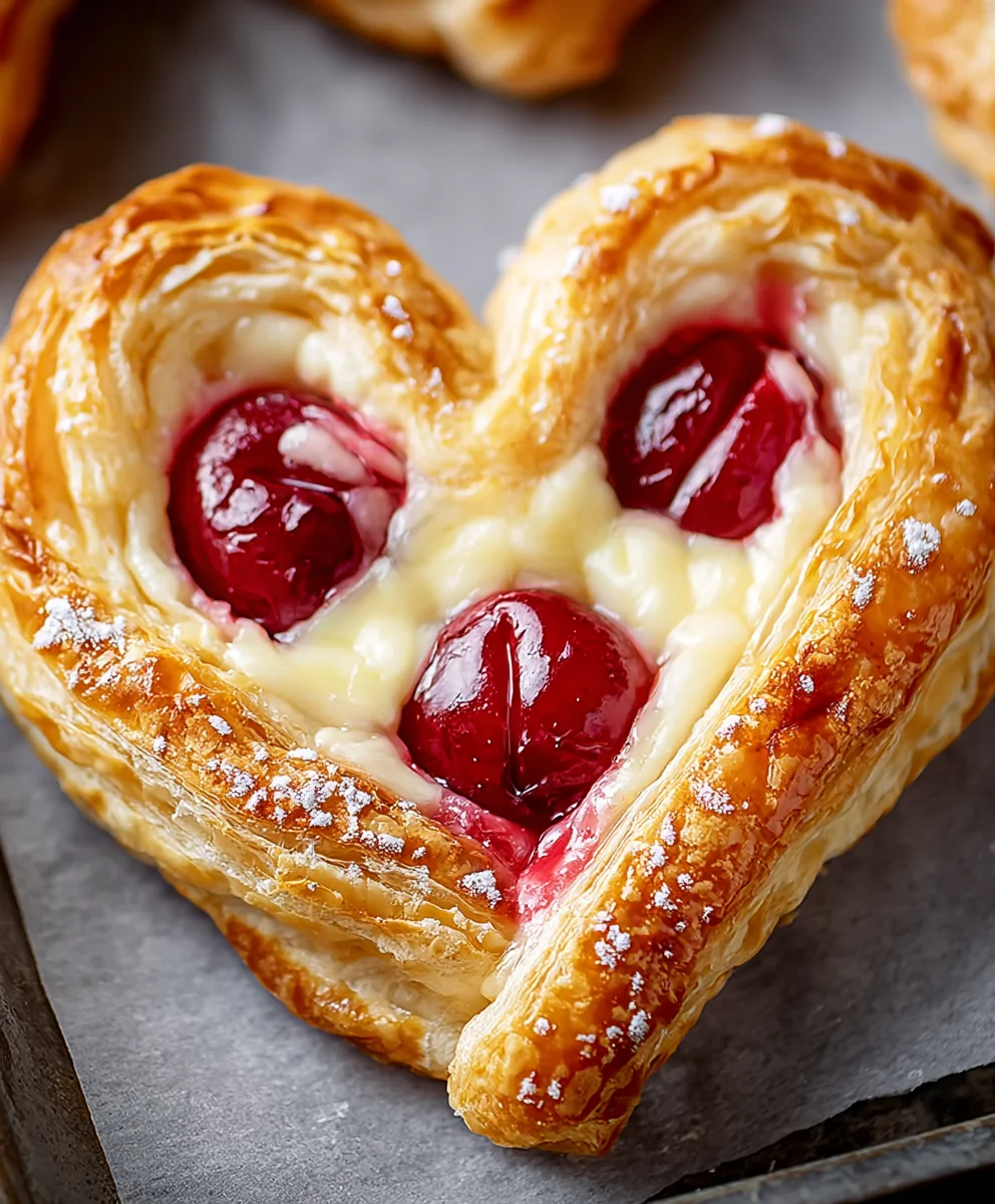 Heart-Shaped Cherry Cheese Danish-Easy Recipe