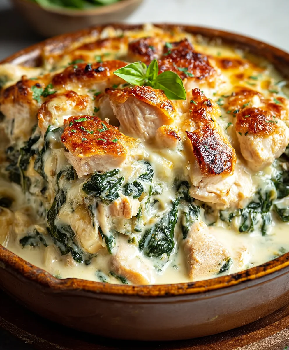 Creamy Spinach Chicken Casserole-Easy Dinner Delight