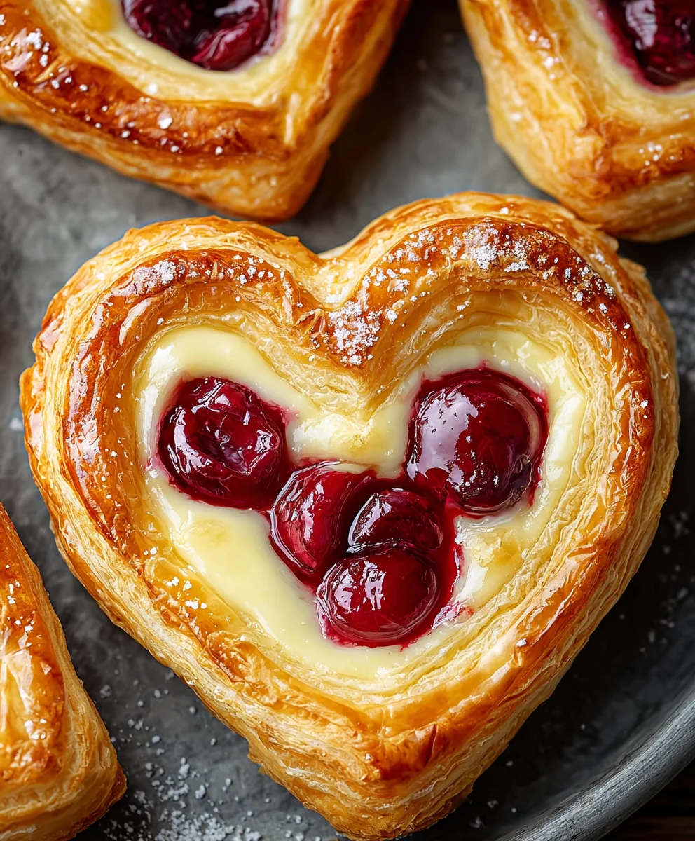 Heart-Shaped Cherry Cheese Danish-Easy Recipe
