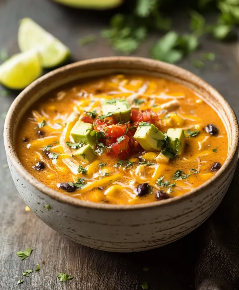 Creamy Chicken Enchilada Soup- Easy & Delicious