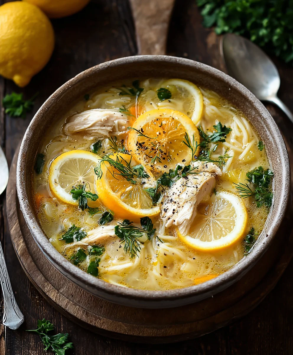 Greek Lemon Chicken Soup Recipe- Comforting & Zesty