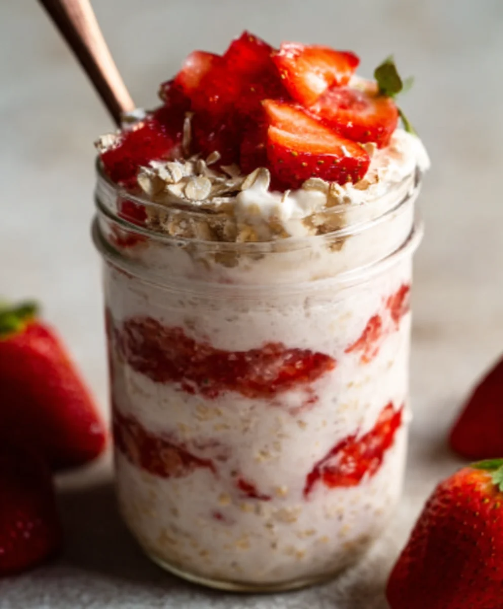 Strawberry Cheesecake Overnight Oats - Easy Breakfast Treat
