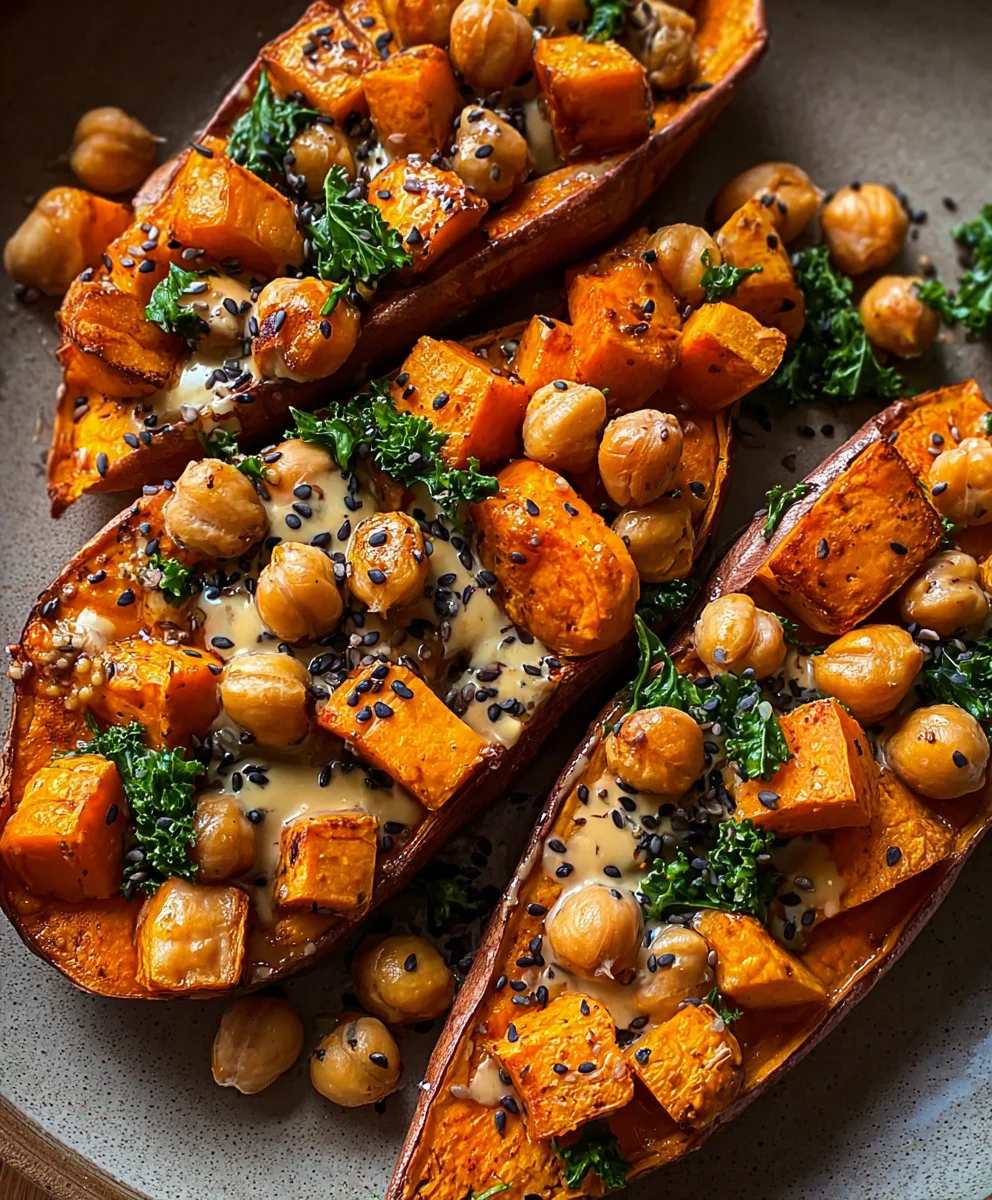 Sweet Potato Tahini Chickpeas-Easy Healthy Meal