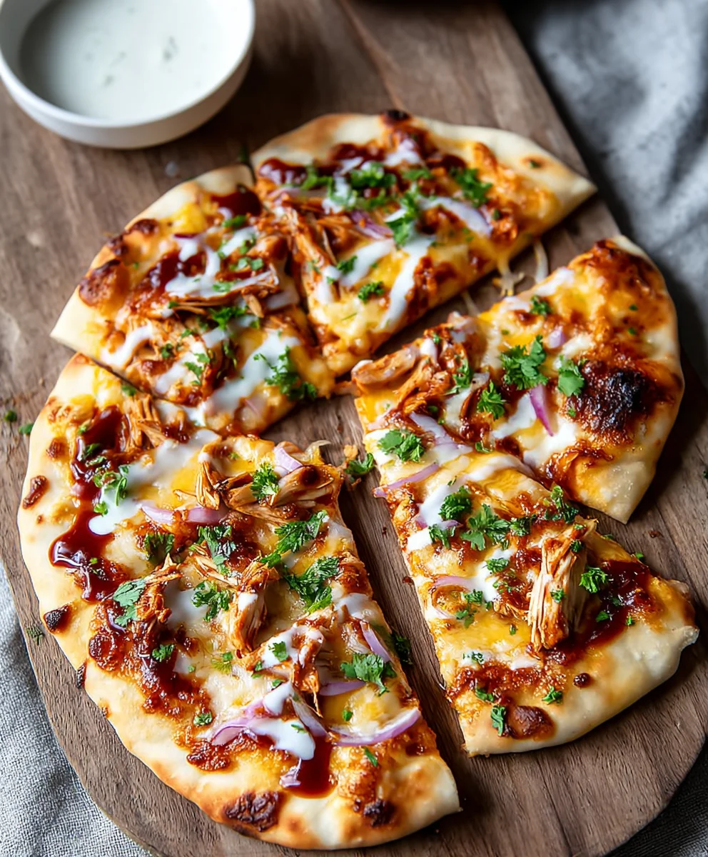 Easy BBQ Chicken Naan Pizza Recipe - Quick Dinner
