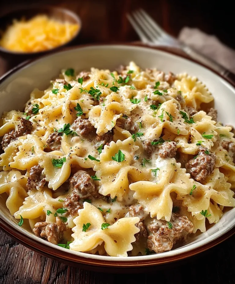 Beef Bowtie Pasta Alfredo – Creamy Delicious Dinner