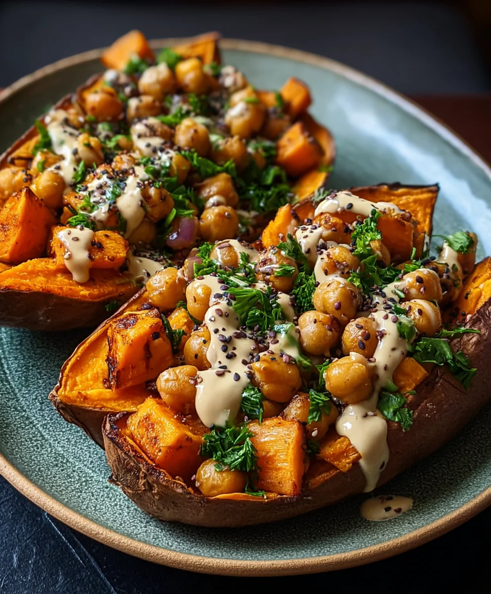 Sweet Potato Tahini Chickpeas-Easy Healthy Meal