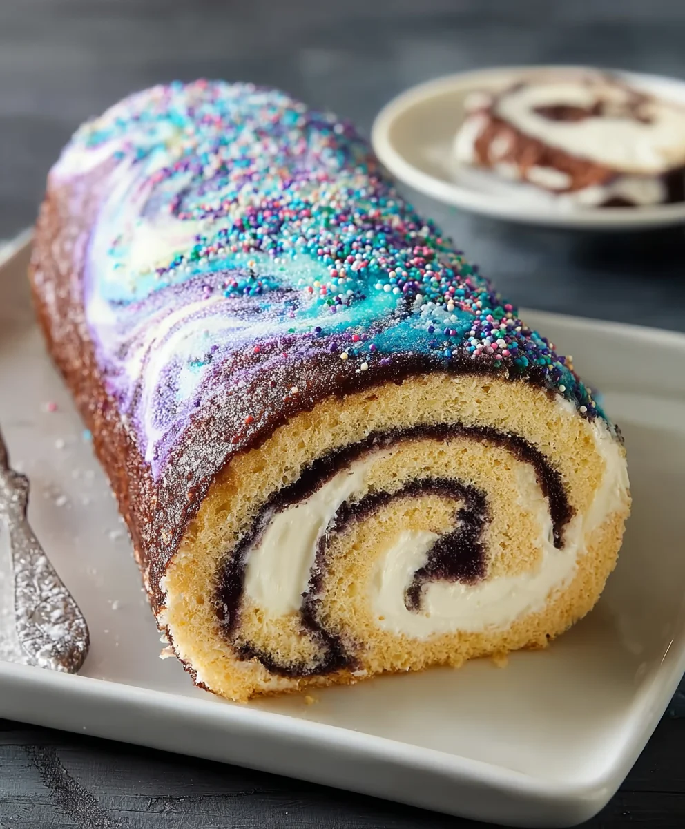 Galaxy Cake Roll- Swirl Your Way to Cosmic Deliciousness