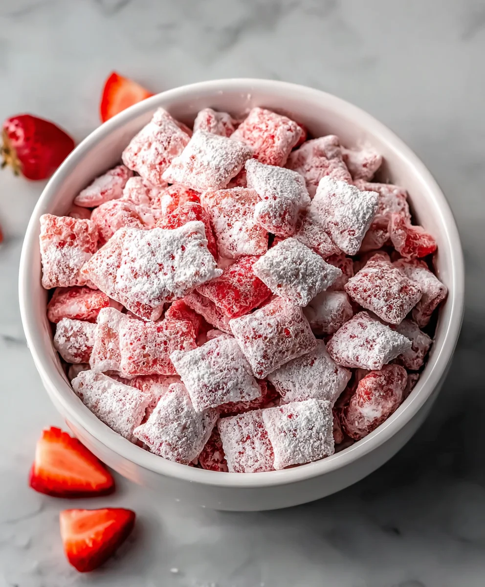 Easy Strawberry Shortcake Puppy Chow Recipe