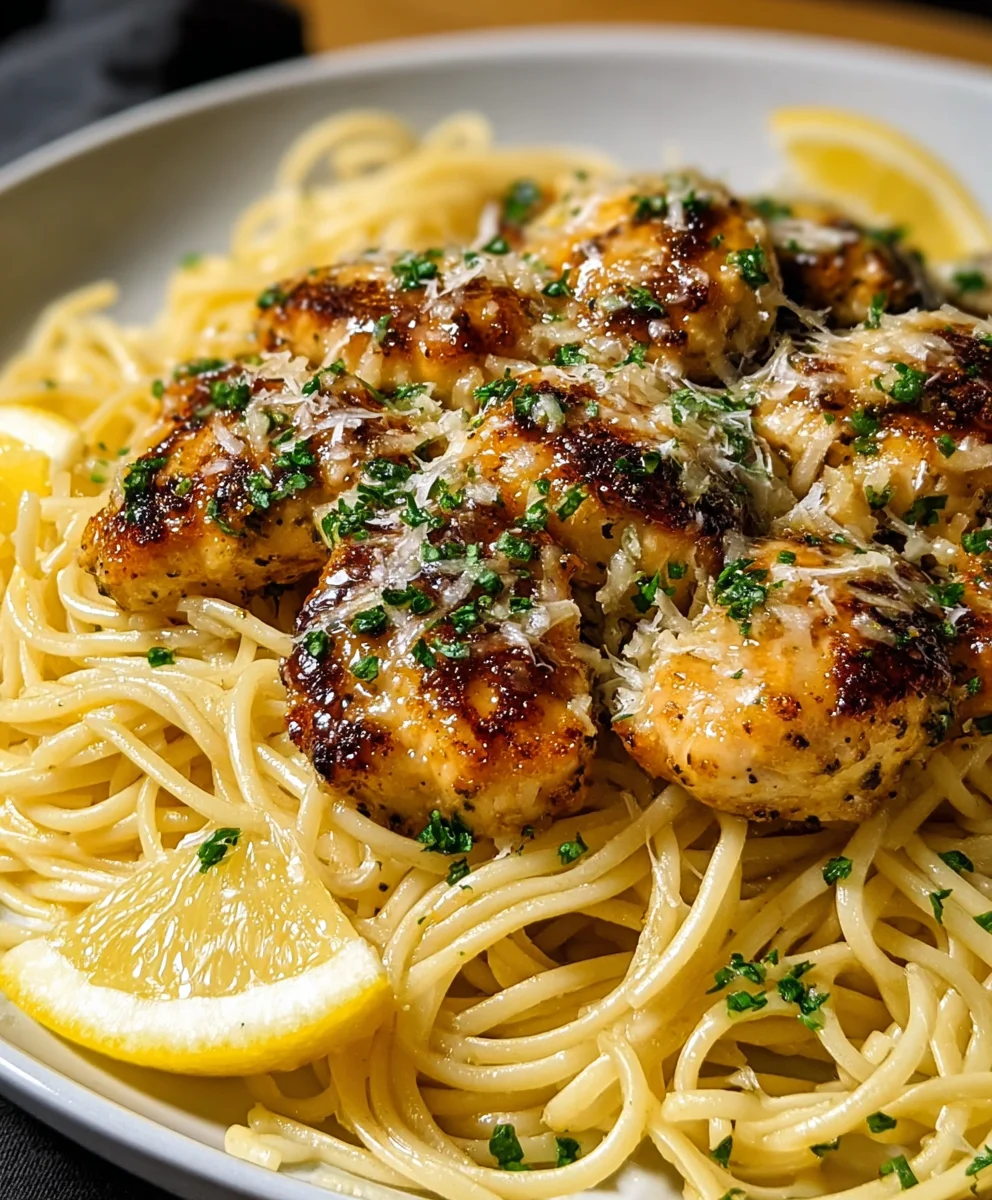 Lemon Garlic Butter Chicken Parmesan Linguine