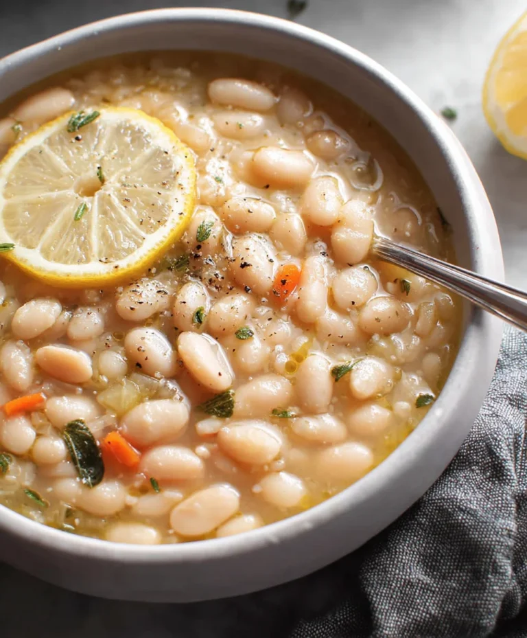 Greek White Bean Soup – Lemon Garlic Flavor
