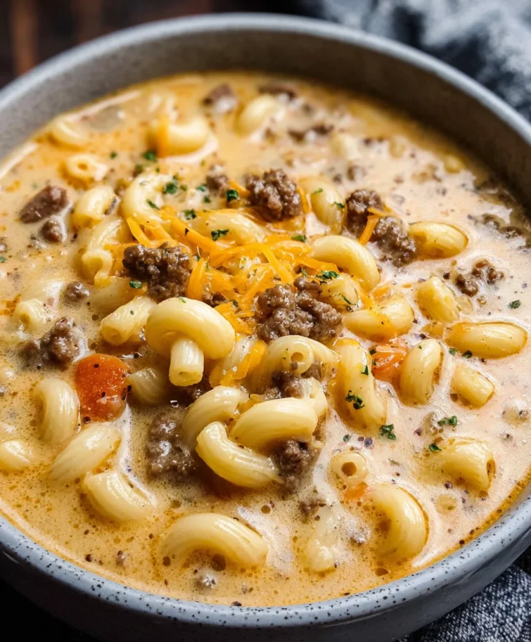 Cheeseburger Macaroni Soup-Creamy Comfort Recipe