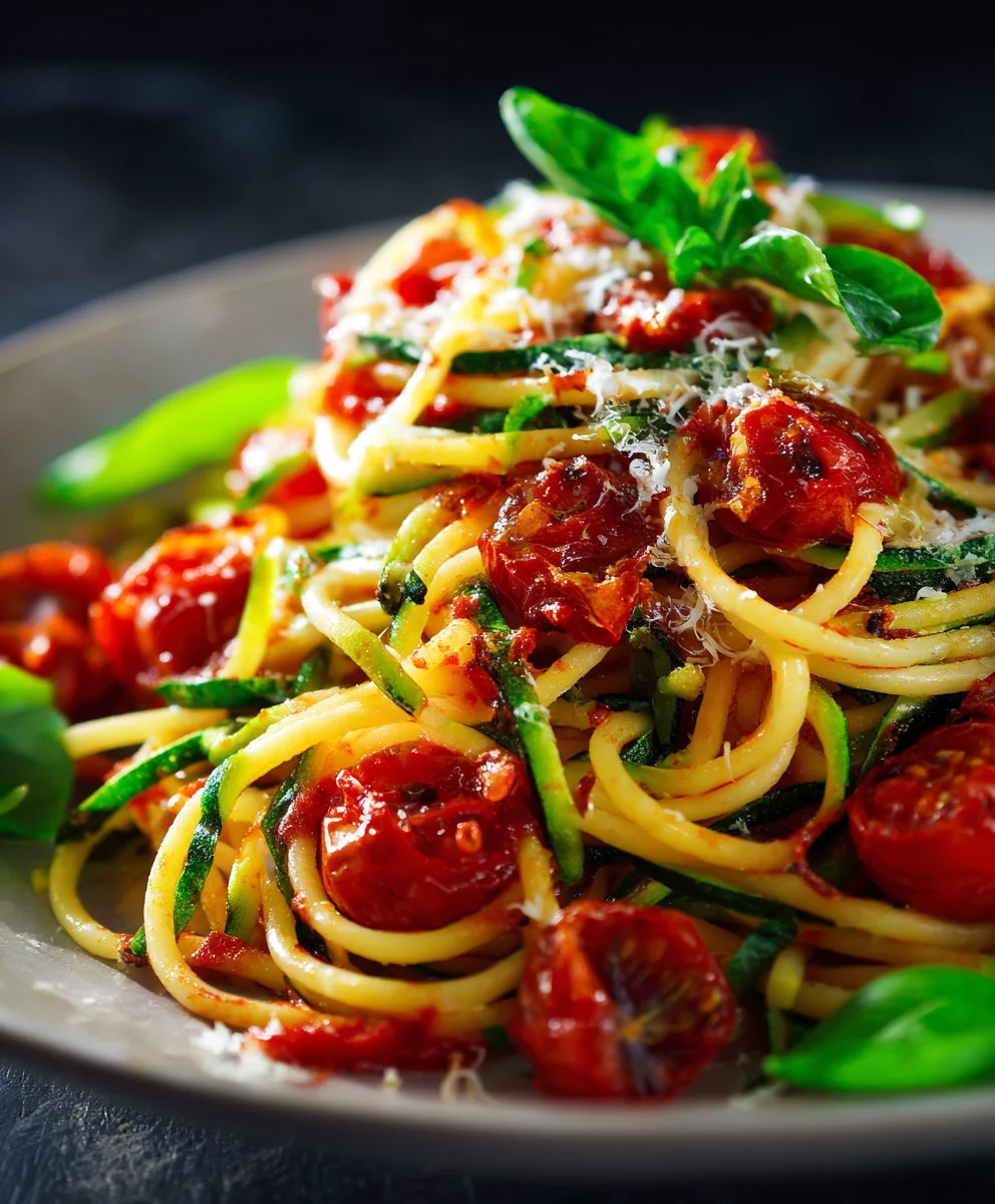 Healthy Tomato Zucchini Pasta Recipe - Easy & Delicious