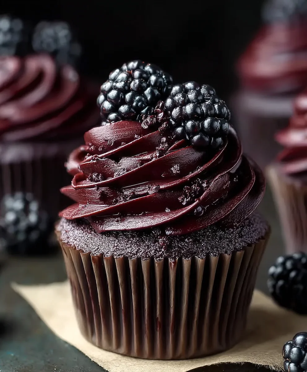 Dark Chocolate Blackberry Cupcakes Recipe