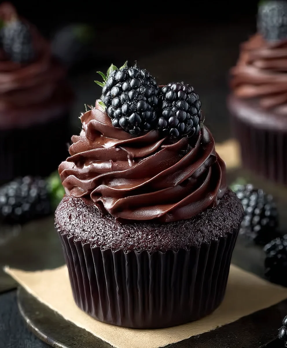 Dark Chocolate Blackberry Cupcakes Recipe