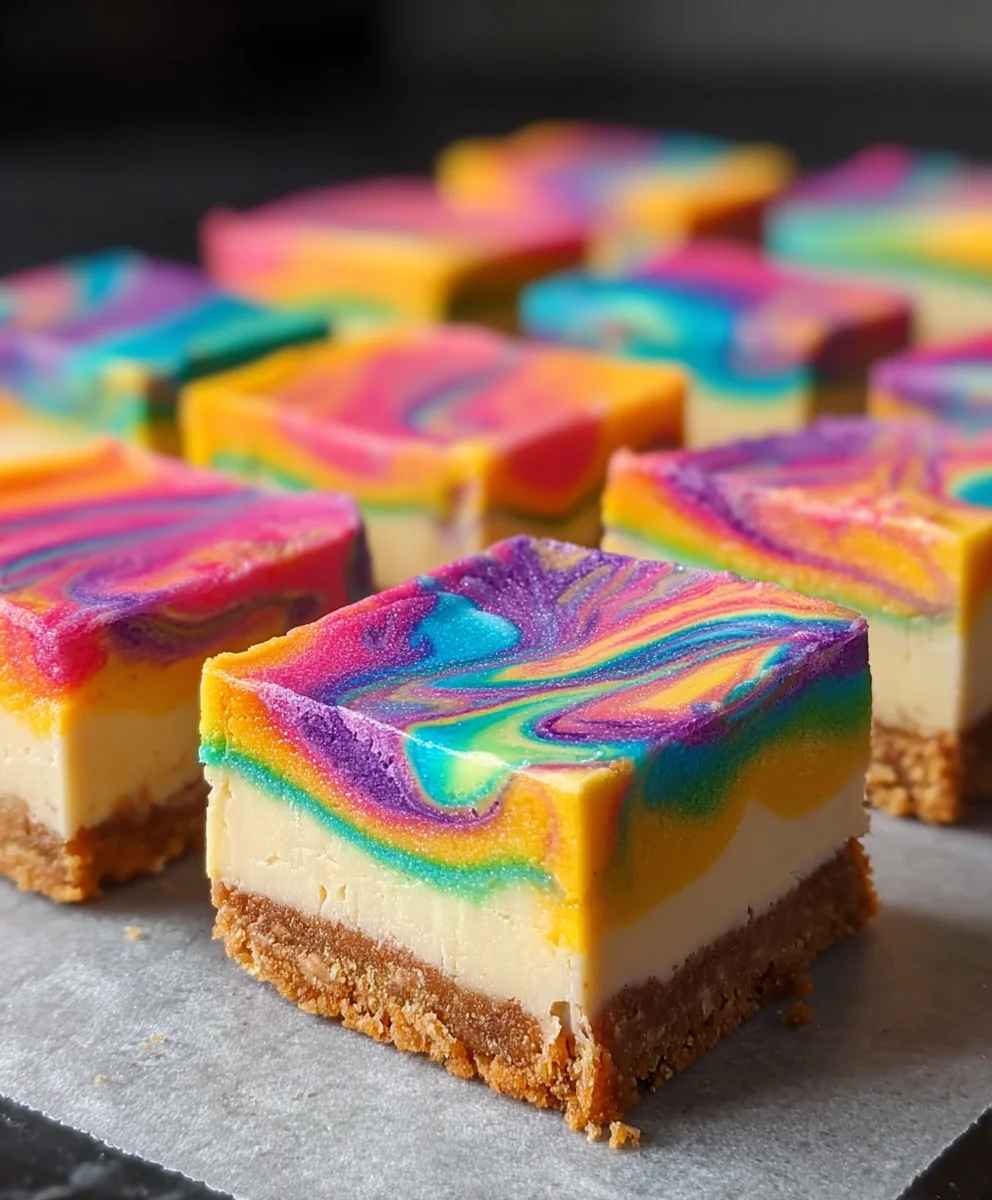 Rainbow Cheesecake Swirl Bars - Delicious & Easy Recipe