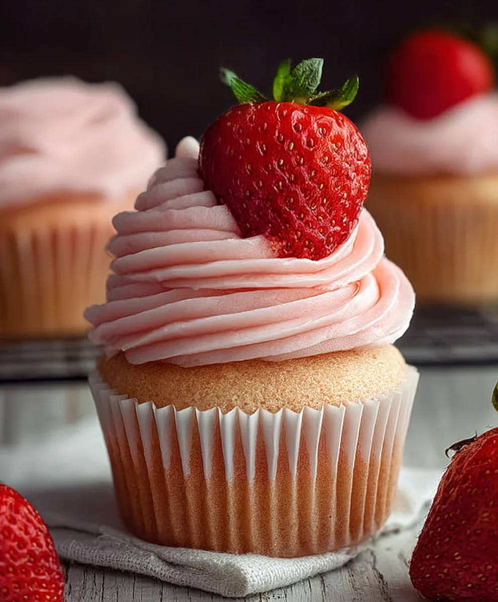 Delicious Fresh Strawberry Cupcakes - Easy Recipe