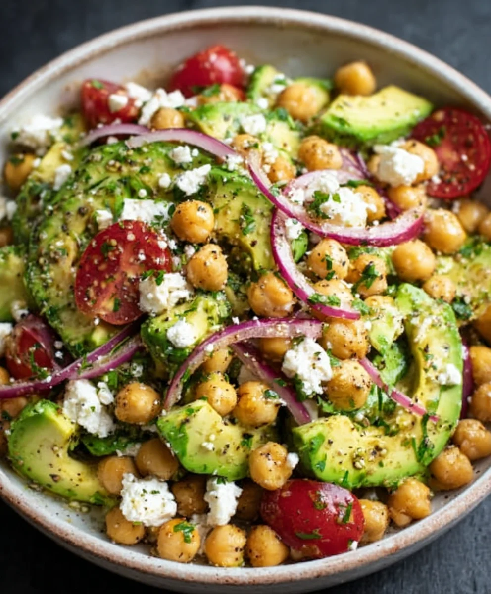 Chickpea Feta Avocado Salad - Fresh & Easy Recipe