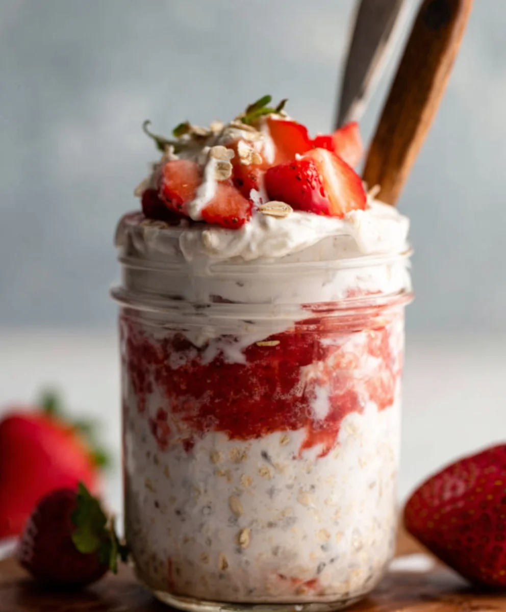 Strawberry Cheesecake Overnight Oats - Easy Breakfast Treat