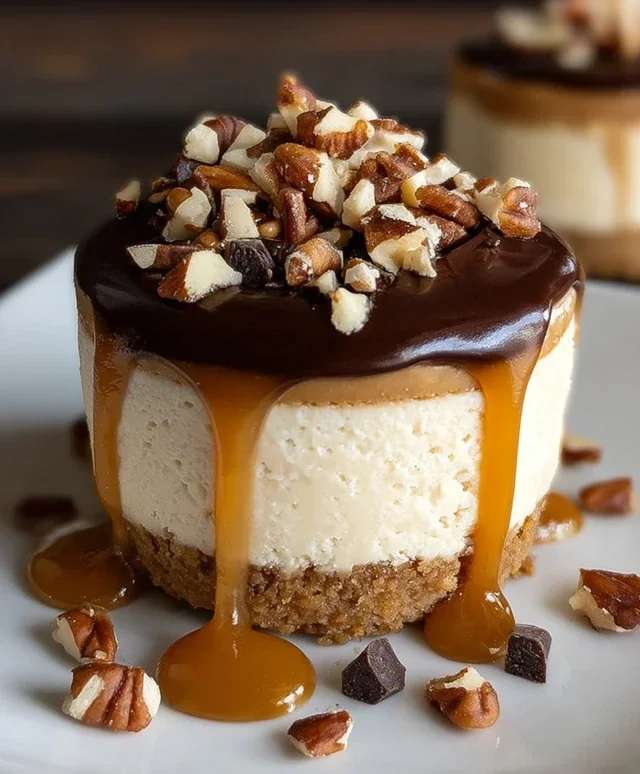 No Bake Turtle Mini Cheesecakes