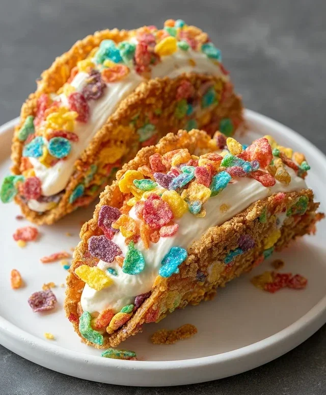 Fruity Pebbles Cheesecake Tacos