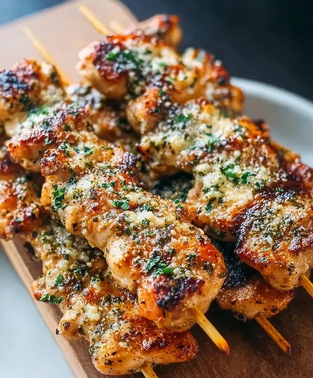 Ranch Garlic Parmesan Chicken Skewers