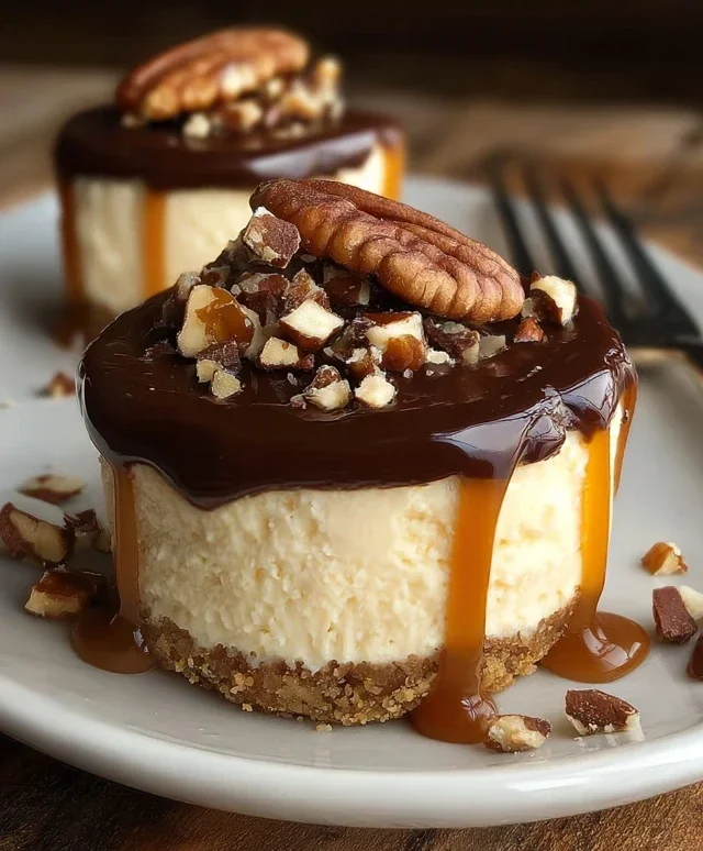 No Bake Turtle Mini Cheesecakes