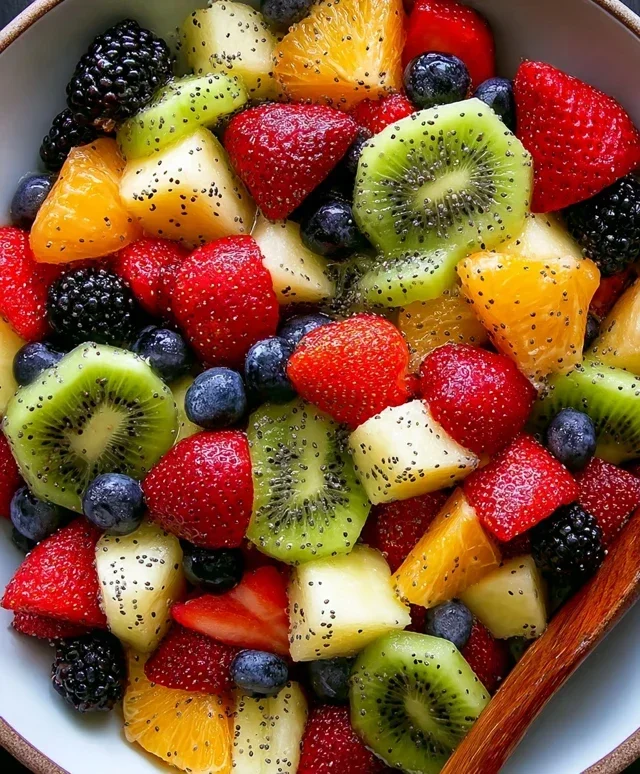 Fruit Salad with Honey-Lime Poppy Seed Dressing
