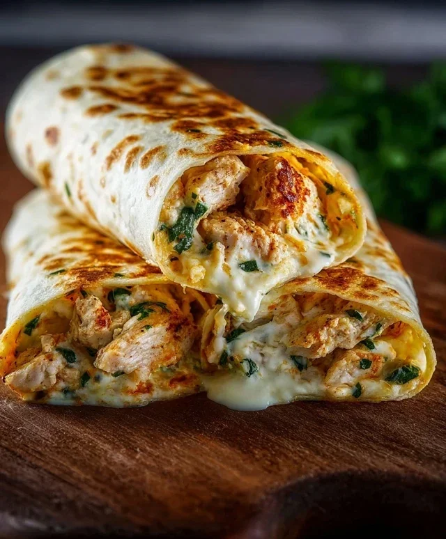Low Carb Cheesy Garlic Chicken Wraps
