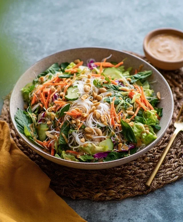 Spring Roll Salad with Peanut Dressing, gluten-free