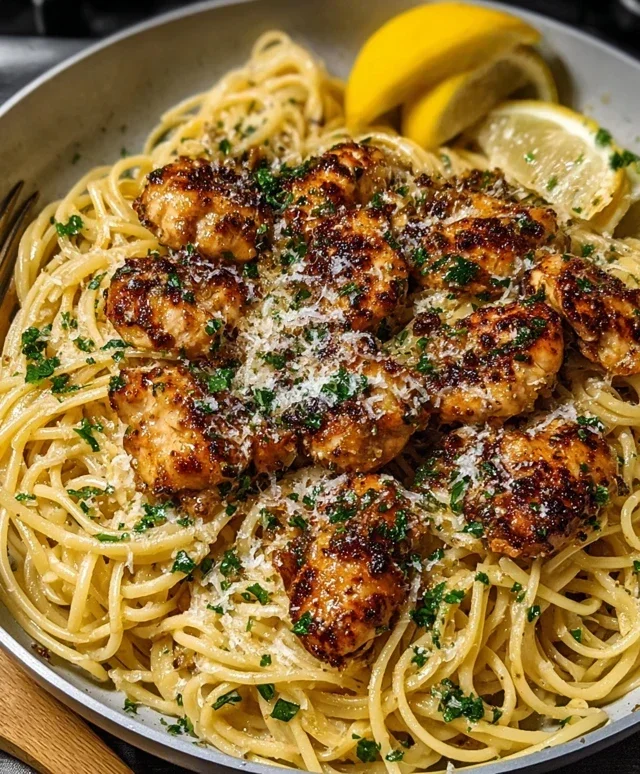 Lemon Garlic Butter Chicken Parmesan Linguine