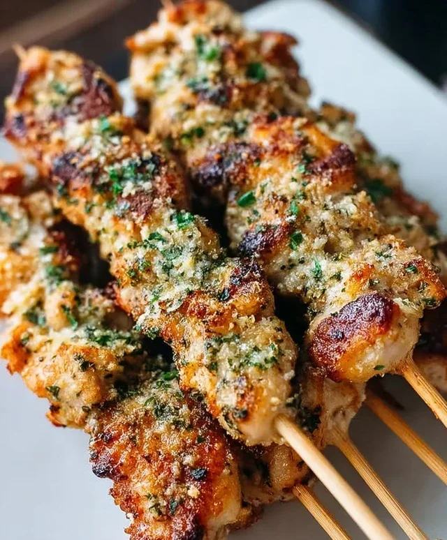 Ranch Garlic Parmesan Chicken Skewers