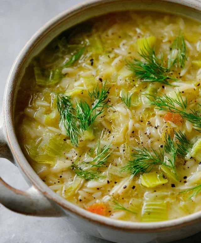 Orzo Leek and Dill Soup