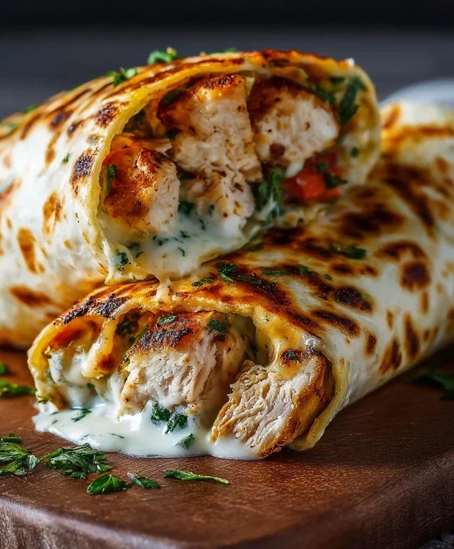 Low Carb Cheesy Garlic Chicken Wraps