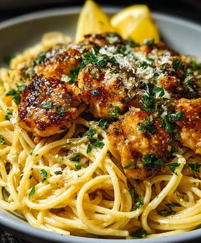 Lemon Garlic Butter Chicken Parmesan Linguine