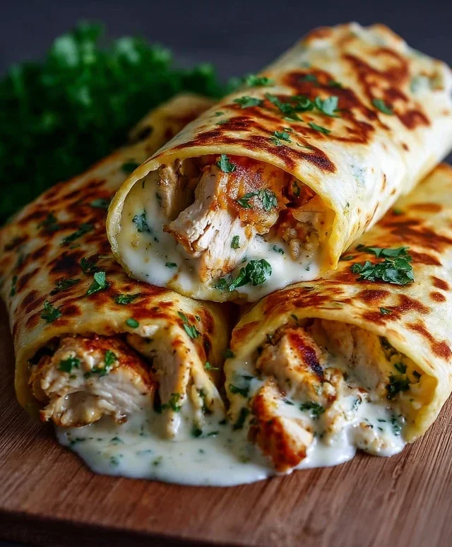 Low Carb Cheesy Garlic Chicken Wraps