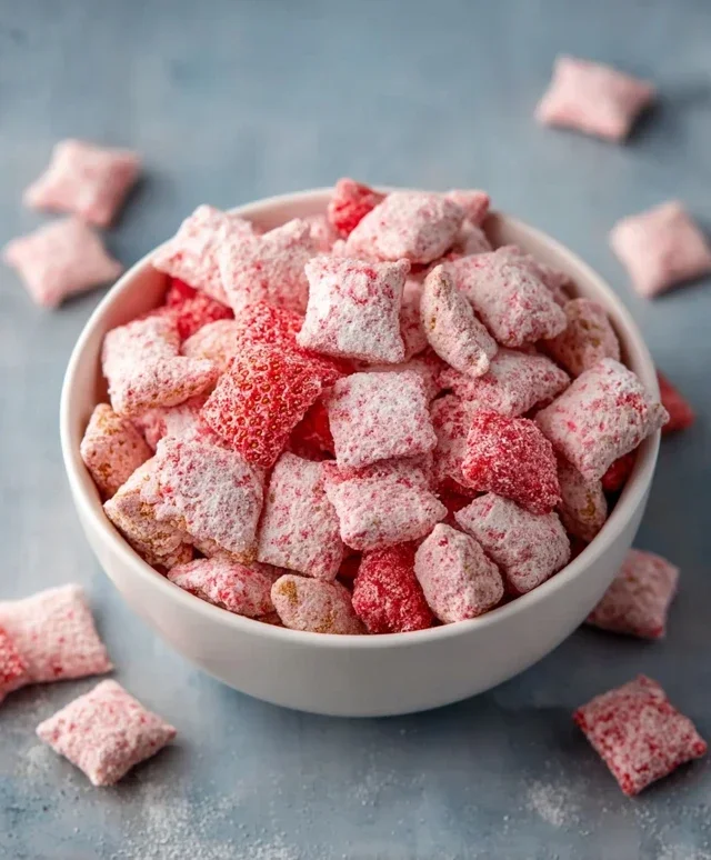 Easy Strawberry Shortcake Puppy Chow