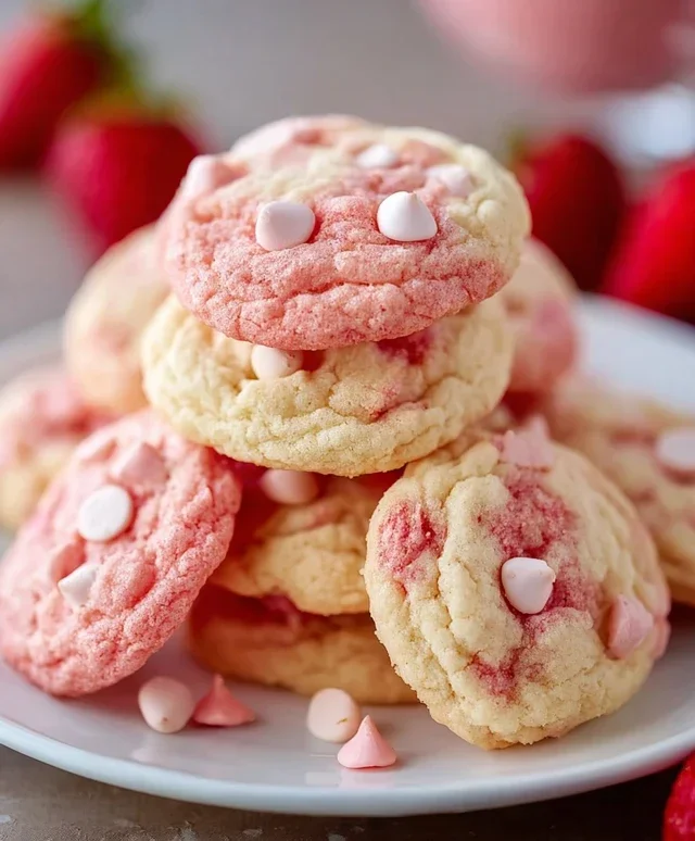 Strawberry Cake Mix Cookies