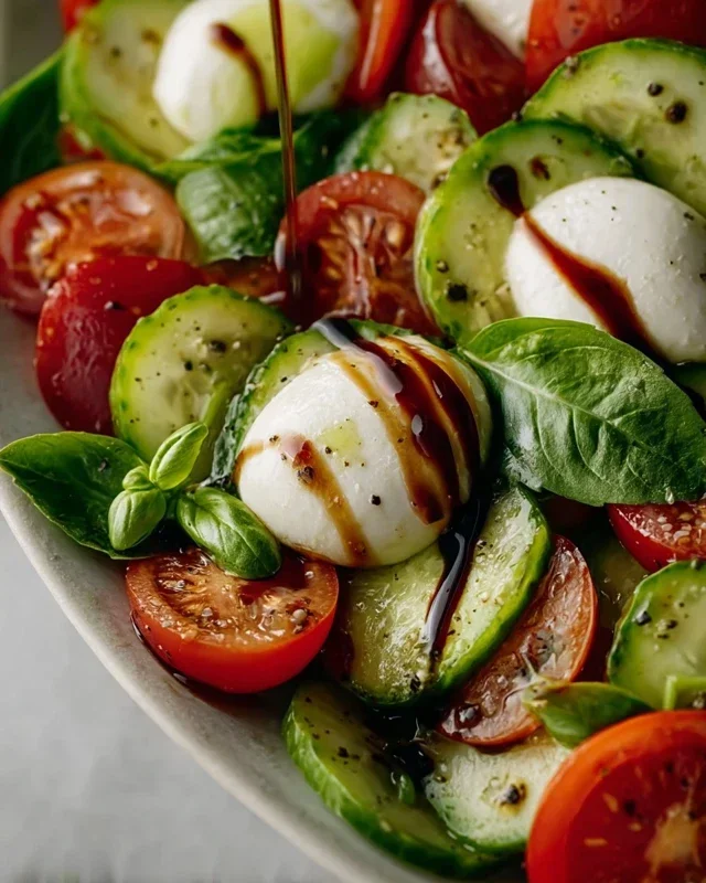 Fresh Cucumber Caprese Salad