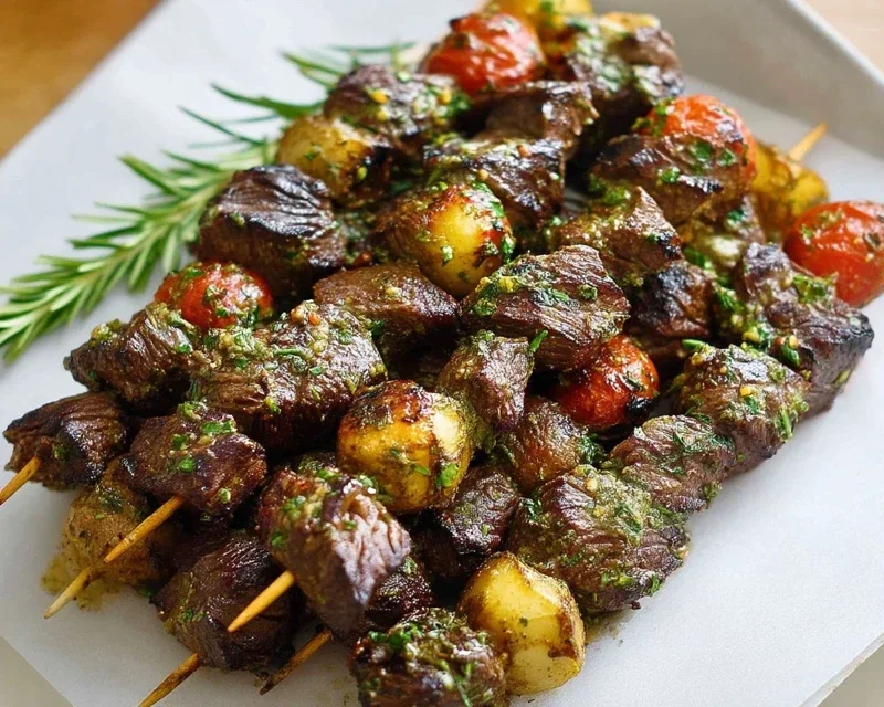 Rosemary Garlic Steak Kebabs