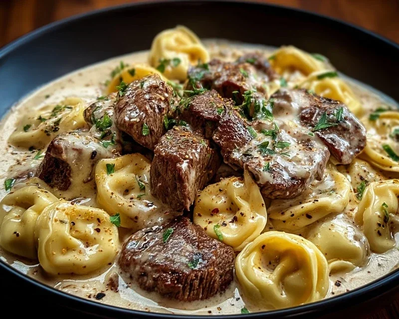 Cracked Garlic Steak Tortellini in Creamhouse Sauce Bliss