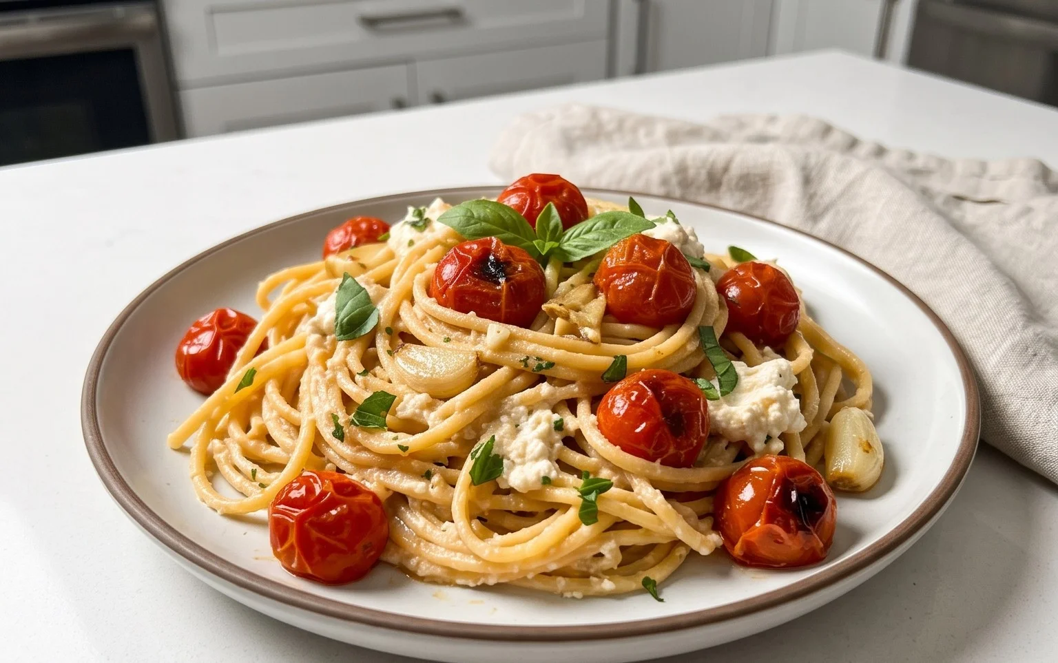 Roasted Tomato and Garlic Ricotta Pasta